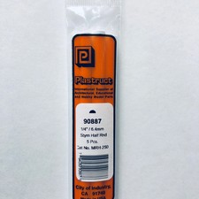 Plastruct 90887 Styrene Half Round Rod 1/4"x 10" 5 