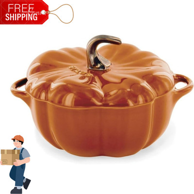 STAUB 0.5-qt Petite Ceramic, Oven & Stove Safe up to 572°F, Pumpkin Dish, Baking