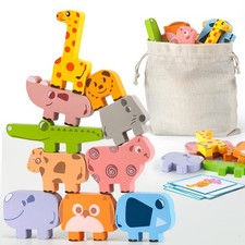 Montessori Toys for 2 3 4 Year Old Boys  Girls, Wooden Animal Stacking Block...