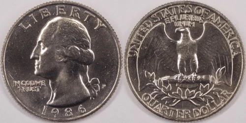 1986-P Washington Quarter — photo from the most recent tracked eBay sale