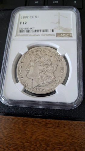 1892 CC Morgan Silver Dollar NGC F 12 r2
