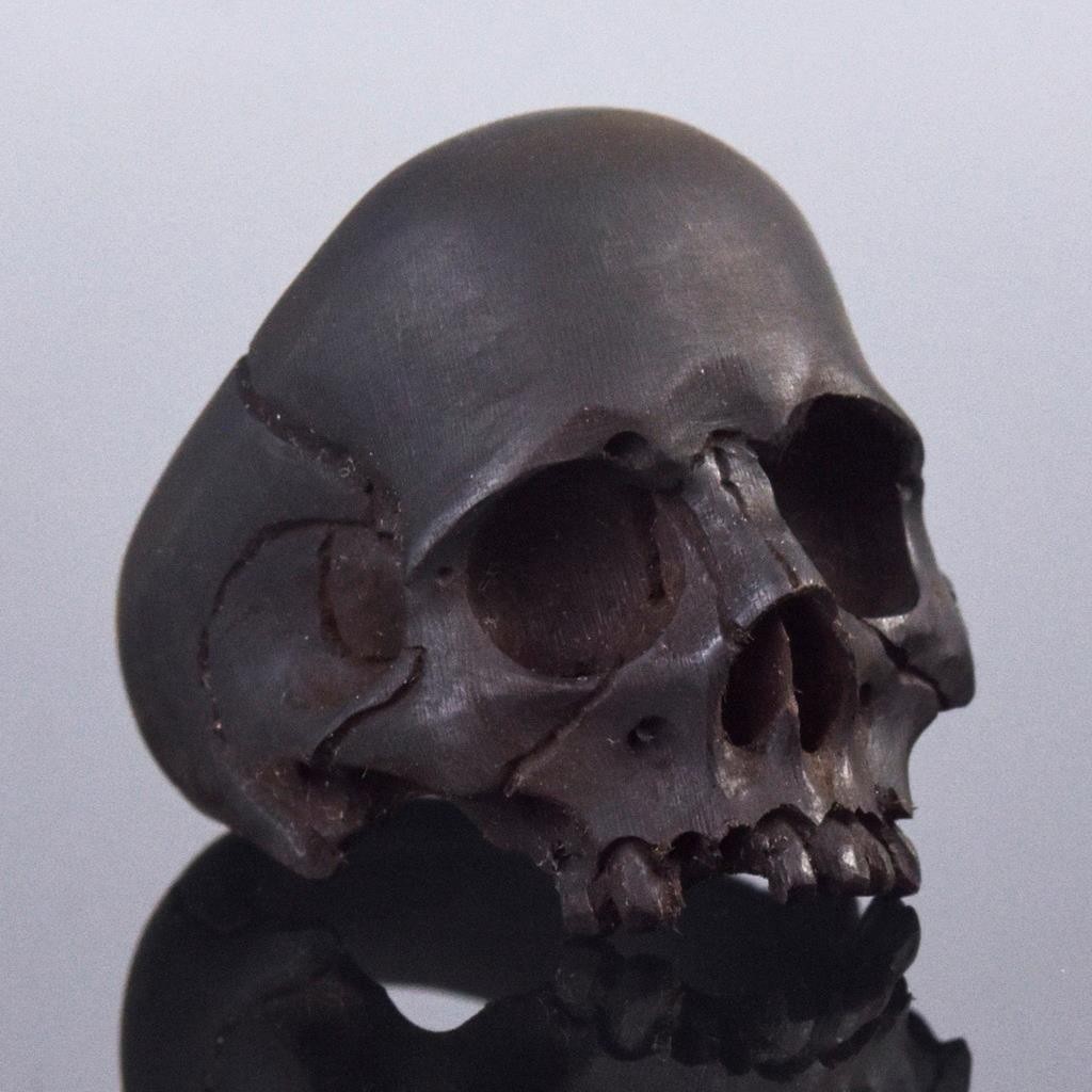 Skull Ring Size Natural Matte Black Horn Carving Memento Mori