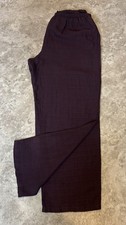 EILEEN FISHER Plum Viscose Linen Blend Wide Leg Pants - L