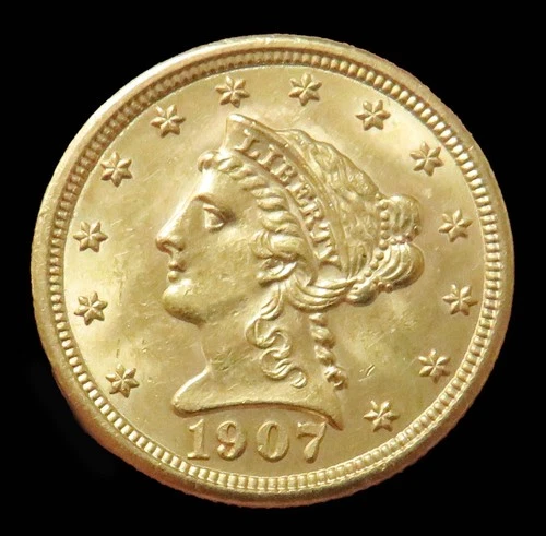 1907 GOLD US LIBERTY HEAD $2.50 QUARTER EAGLE $2 1/2 COIN MINT STATE