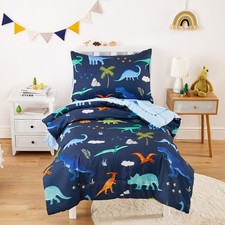 Wake In Cloud - Toddler Bedding Set for Boys, Colorful Jurassic Dinosaur Volc...