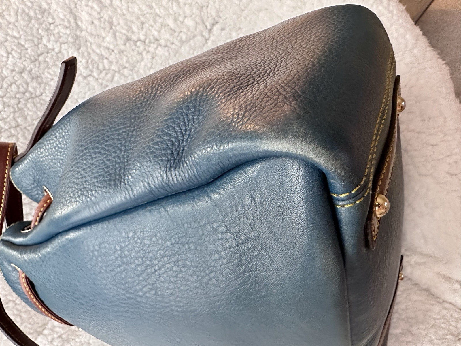 Dooney Bourke Blue Leather Drawstring Bucket Bag - image 15