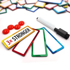 32 Pieces Strong Dry Erase Magnetic Labels 3.3" x 1.3"  Writable Magnetic Na...