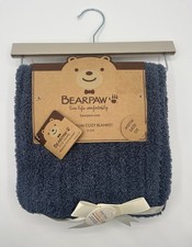 BEARPAW Cozy Chenille BLUE Ribbed Baby Blanket 28 x 38