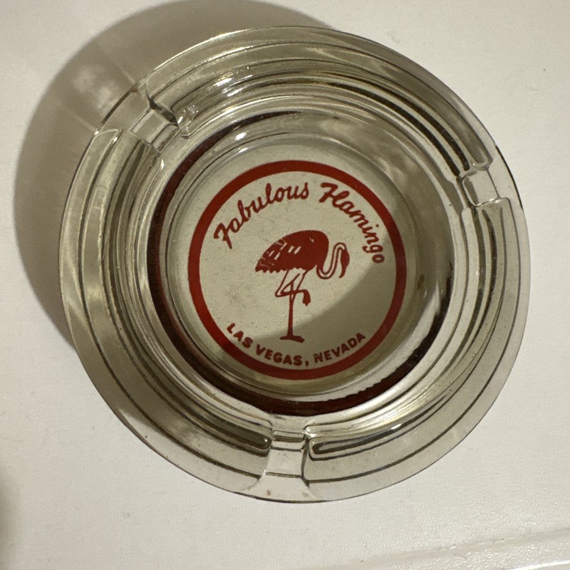 Fabulous Flamingo Las Vegas Nevada Clear Glass Ash Tray Vintage 1960's
