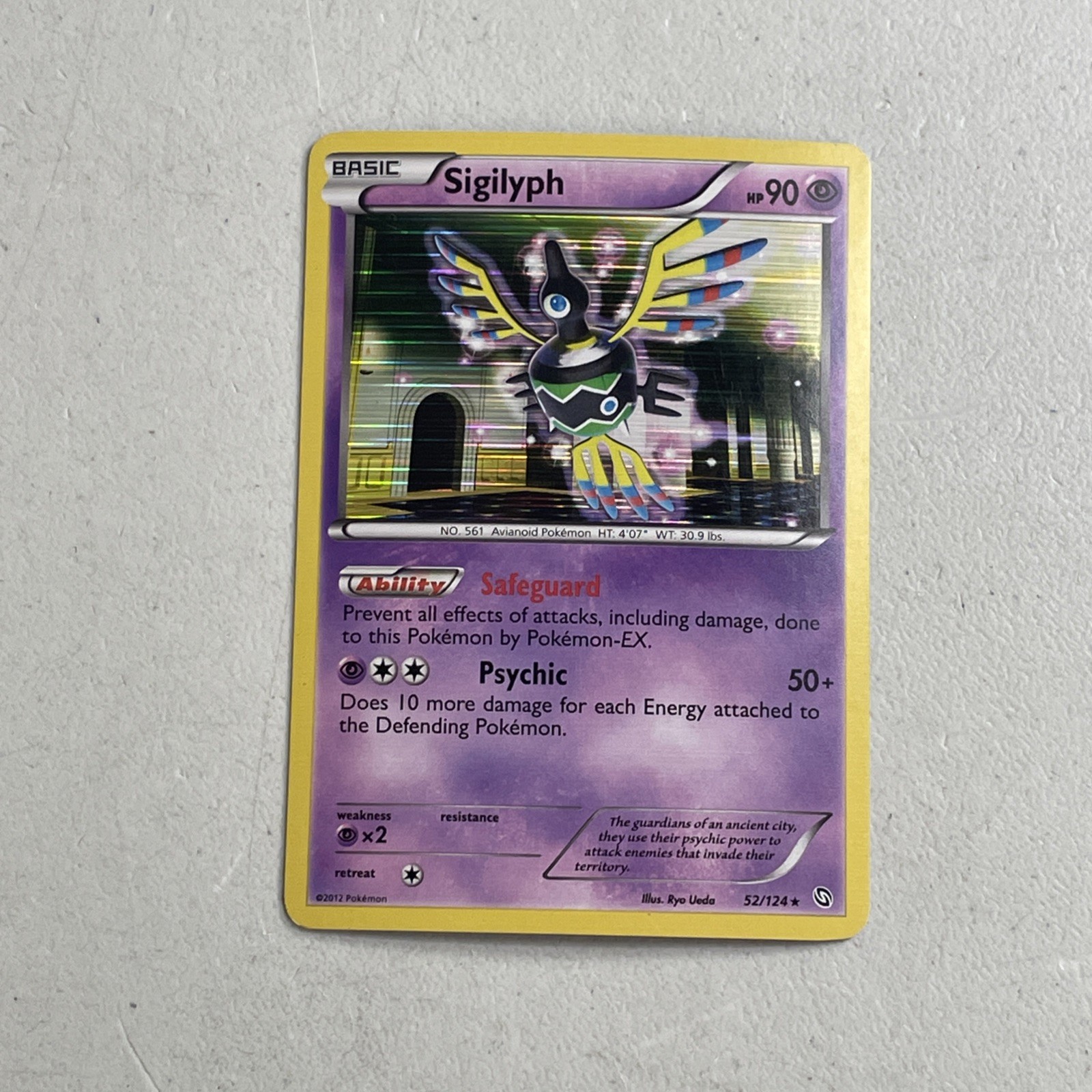 Pokemon TCG 2012 Dragons Exalted Card -- Sigilyph 52/124 Holo