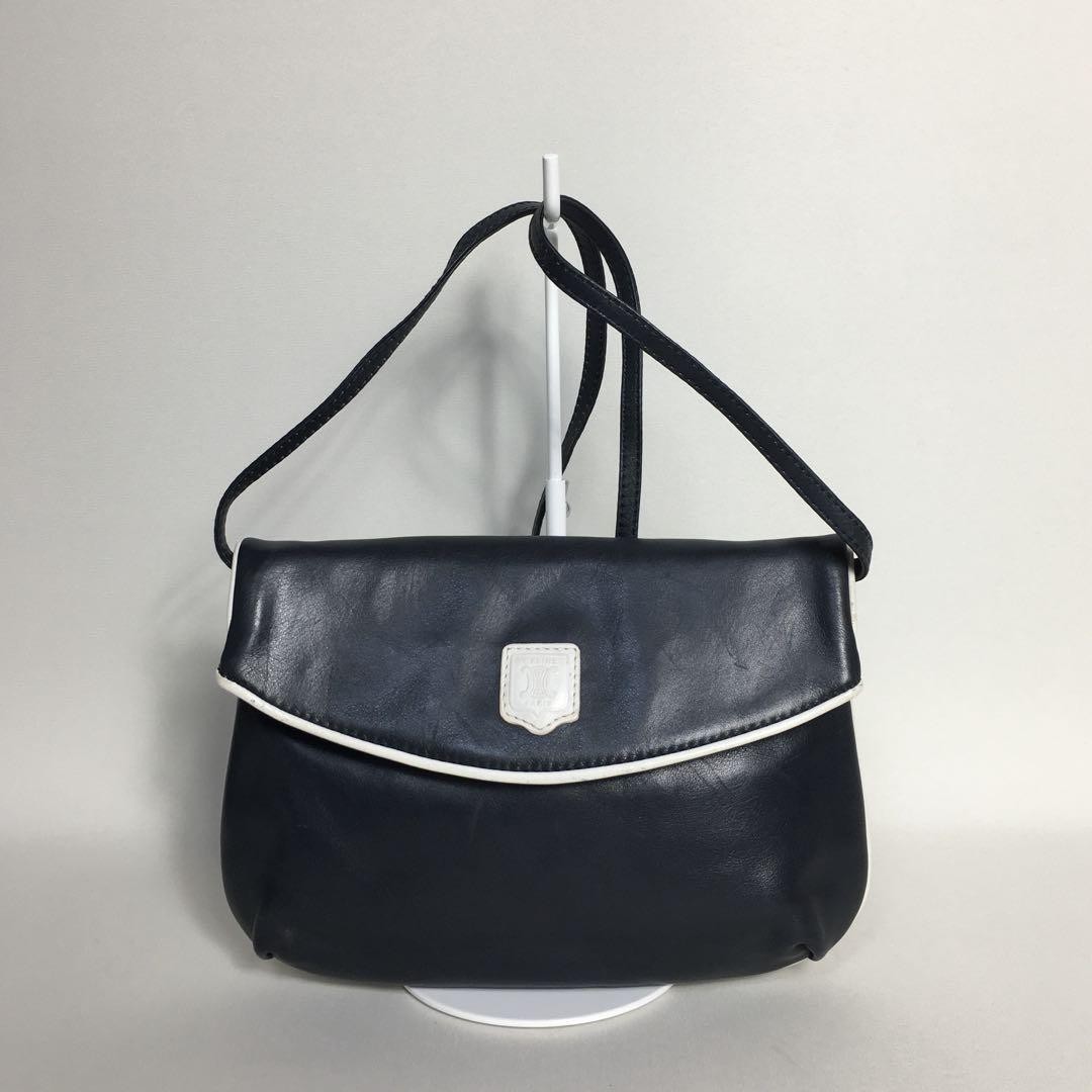 CELINE Navy Triomphe Leather Shoulder Bag 2504-191
