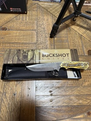 Buckshot Knives PBK246BK Folding Pocketknife Yellow Bone Drop Point SS 4+''