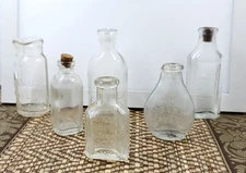 Vtg Small Glass Bottle Lot (6) Heck Hinds Amsco Baby Dear Doll E Toys