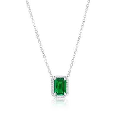Lab-grown 0,77ct Smaragd & 0,06ct natürlicher Diamant Collier - (31 Steine)