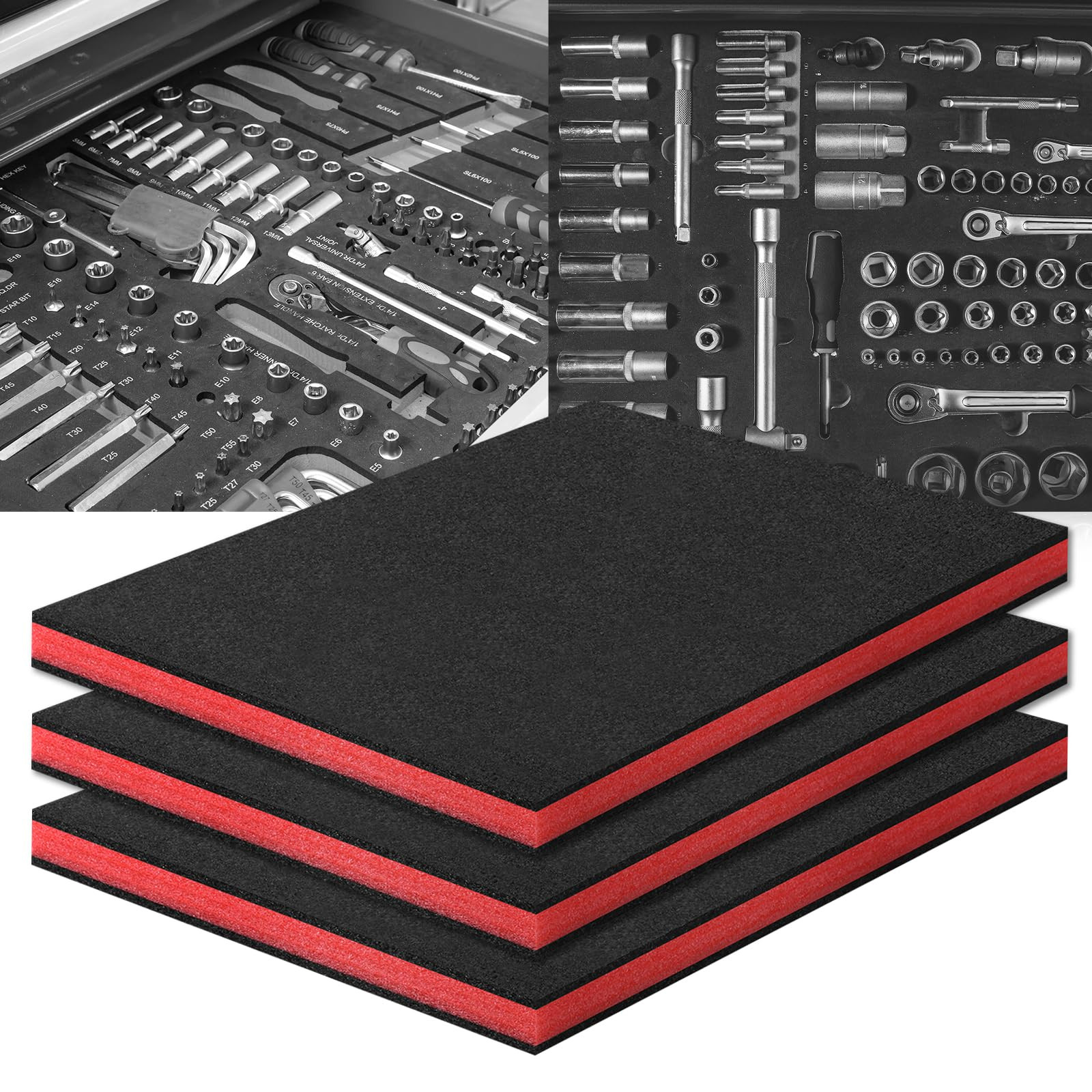 Tool Box Foam 3Pack,16x12x1 In Tool Box Foam Organizer,Foam Inserts for Cases...