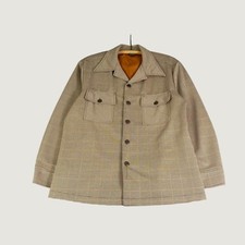 Vintage Lee Houndstooth Plaid Chore Jacket Brown Tan XL Made in USA Workwear