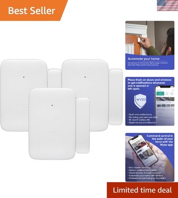 3-Pack Wireless Entry Sensors for Doors & Windows - Compatible with Wyze & Alexa