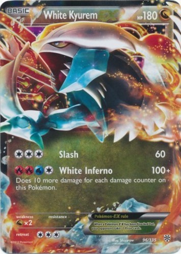 NM-Mint White Kyurem-EX - 96/135 - Holo Rare EX Pokemon Plasma Storm