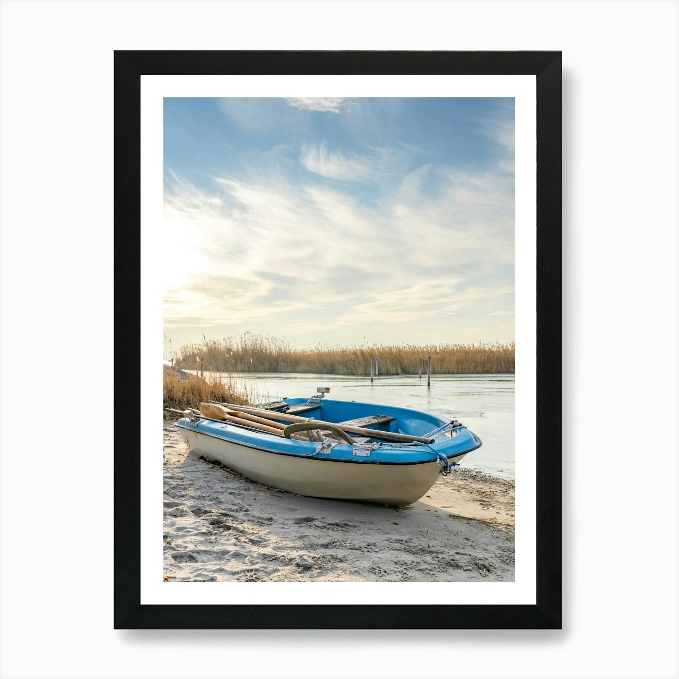 Framed Beach Paddle Boat Art Print Canvas Wall Decor