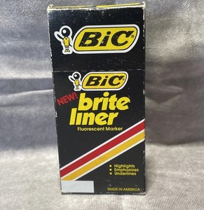 Vintage 1980s BIC Brite Liner Yellow Fluorescent 8 Markers BL11 Open