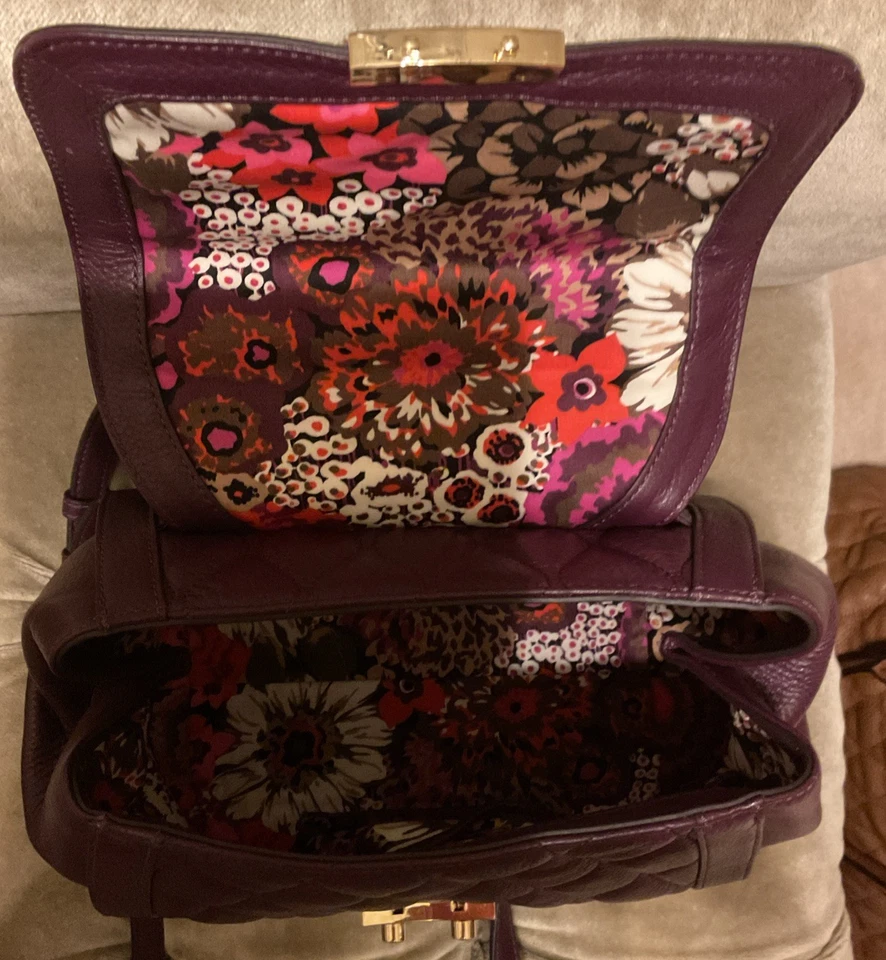 Vera Bradley Quilted Leather Mini Stella Satchel Bag in Aubergine - Image 3 of 4