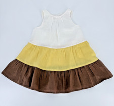 Zara Toddler Girls Linen Dress Colorblock Tiered Cream Yellow Brown Size 2–3Y