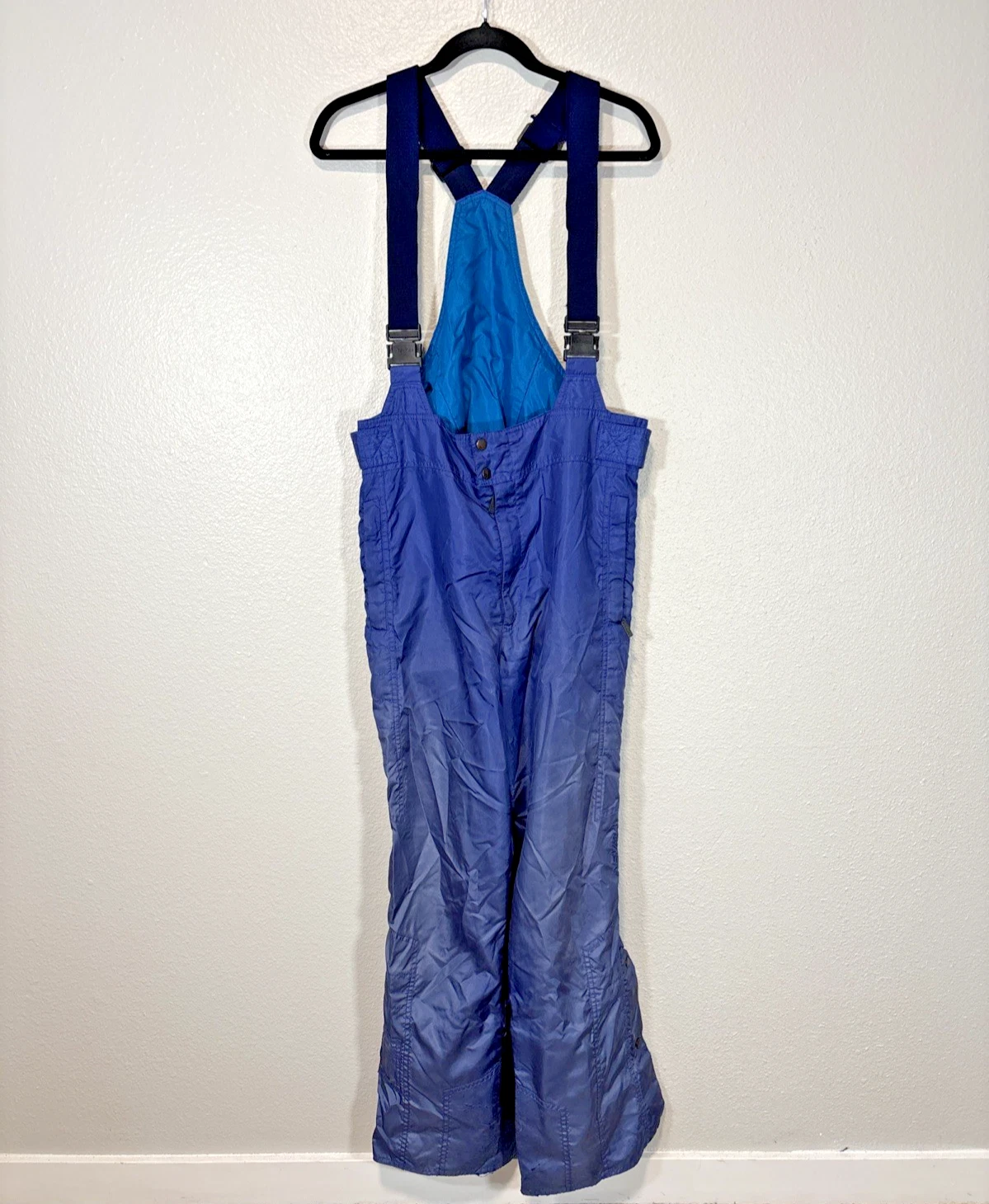 VTG Nevica Ski Bib Snow Pants Womens XL Blue Teal RECCO Winter Suspenders