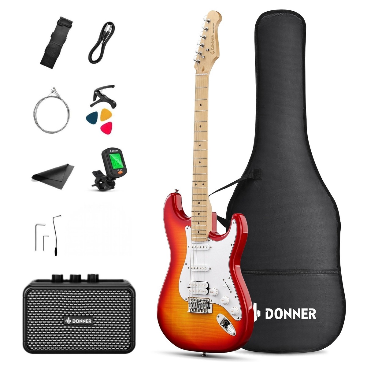 Donner DST-95 Electric Guitar Kit With Amp Solid Body Full Size