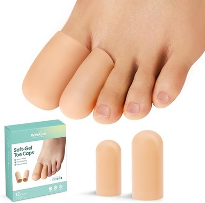 Welnove Gel Toe Cap and Protector - 12-Pack Silicone Toe Covers - Toe Cushion...