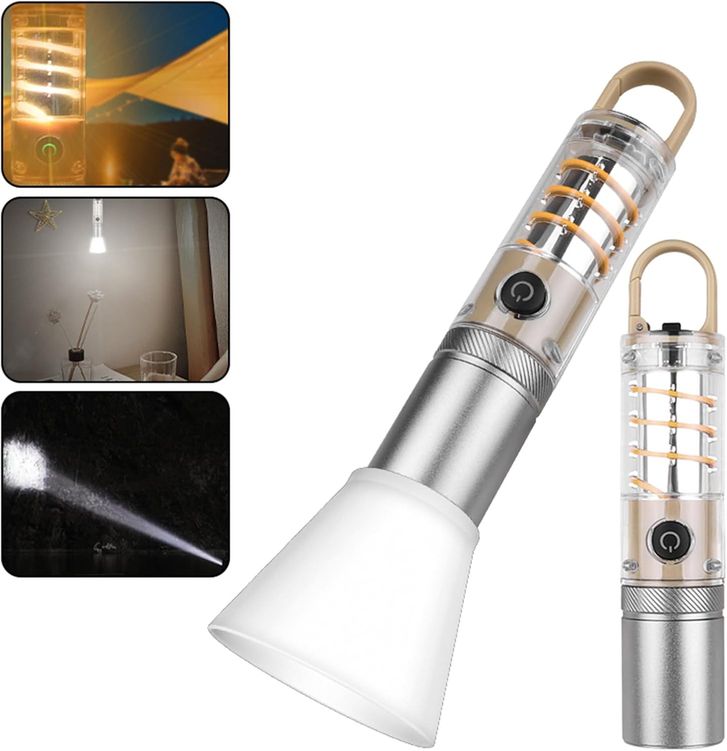 Rechargeable High Lumens Tactical LED Flashlight - 5 Lighting Modes, Beige