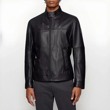 HUGO BOSS Josep1 Goat Leather Biker Jacket 50490221 Black Sz.50/L