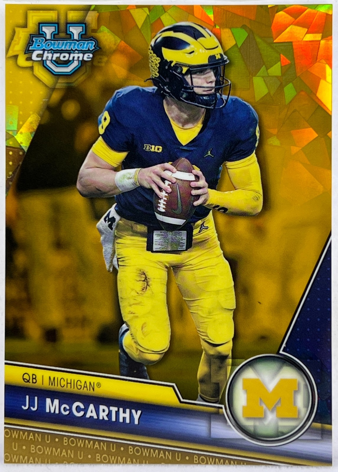 JJ McCarthy 2023 Bowman Chrome U Sapphire Gold #50/50 Michigan - Vikings