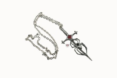 Alchemy Gothic Witwen Stiletto Halskette P232 Goth Kristall Spinne Dolch schwarz
