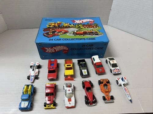 Hot Wheels 1980s 24 Car Collector Case w/ 12 80s cars  Lot Mattel Vintage