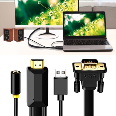 VGA to HDTV Adapter Cable High Resolution 1920x1080P with 3.5mm Port USB2.0