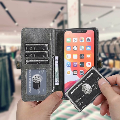 Removable Magnetic Wallet Case Flip Cover For iPhone 11 12 13 1 4 15 16 Pro Max - Picture 5 of 77