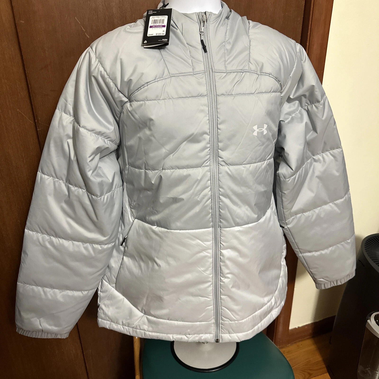 Under Armour Men's Storm Insulated Full-Zip Hooded Jacket Grey Size XXL NWT