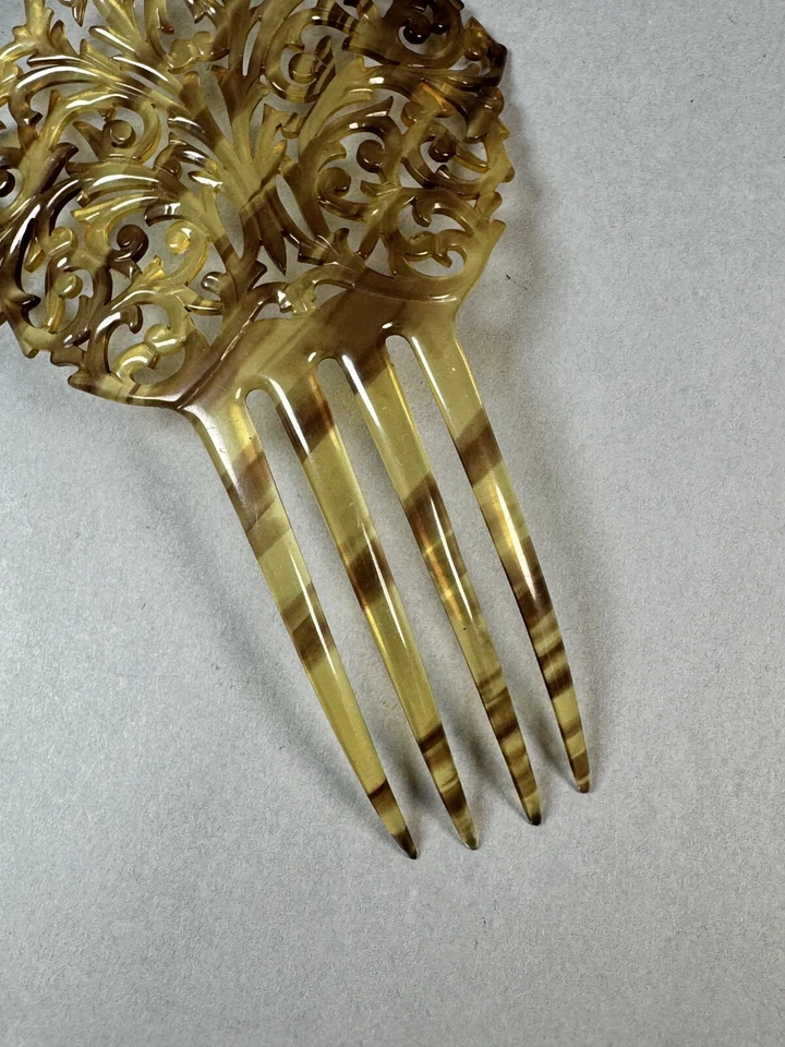 VICTORIAN HAIR COMB FAUX TORTOISE SHELL LARGE HAIR FORK - Image 3 of 4