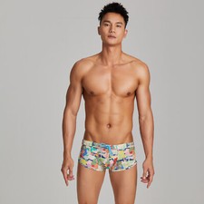 Men's Swimming Swimwear Summer Boxers Trunks Beach Fashion Color Print Swimsuit