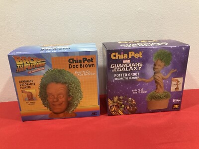 CHIA PET Guardians of the Galaxy & Back To The Future Ceramic Planter NEW IN BOX
