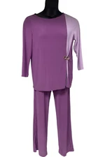 Antthony Women's 2-piece Color blocked Tunic Pull On Pant Set Purple