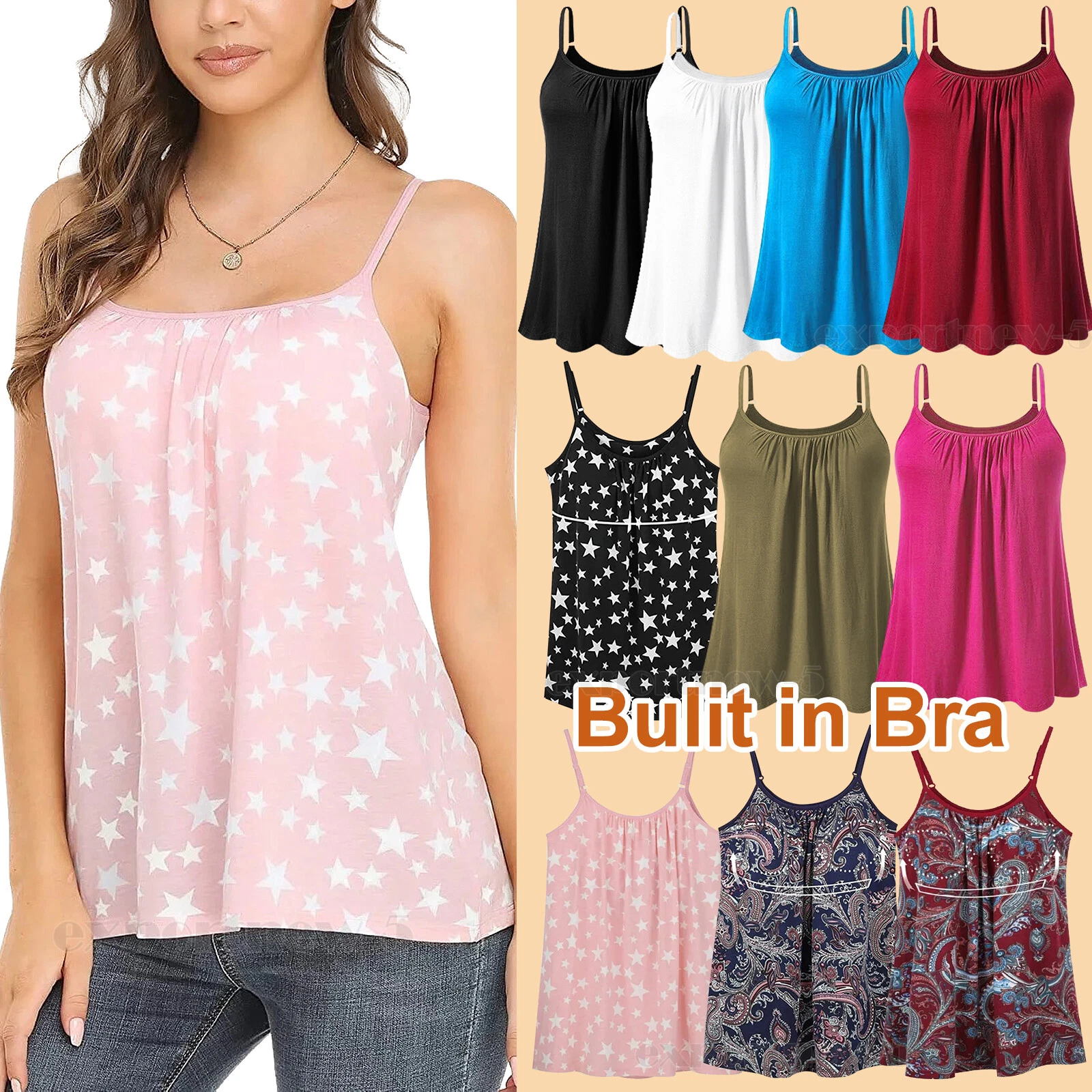 Women’s Adjustable Strap Sleeveless Pleated Flowy Camisole for Summer