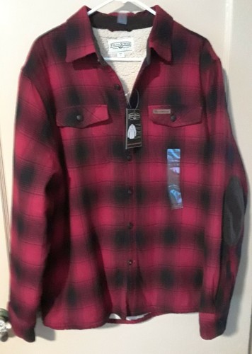 Field \u0026 Stream Sherpa-Lined Shirt Jacket, Men's, Size: Large, Red/Black