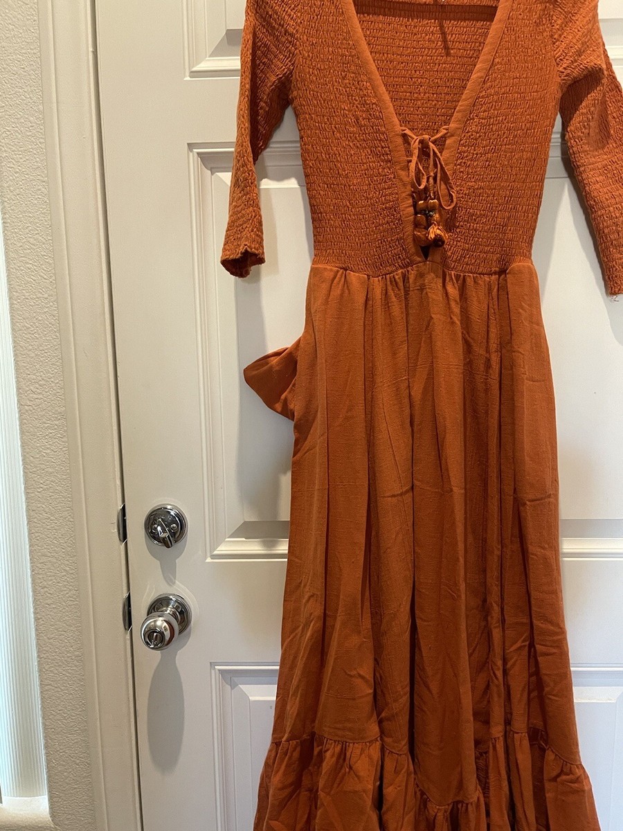 burnt orange flowy dress The Aubrey Pleated Dress main image 1