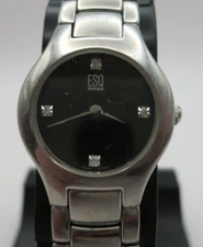 ESQ Swiss Verve Stainless Steel Black Dial Ladies Watch - E5281 - New Battery