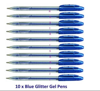 10 Linc Shine Sparkled GLITTER Gel Pens mm FINE Tip Blue Colour  8904106835189 UK
