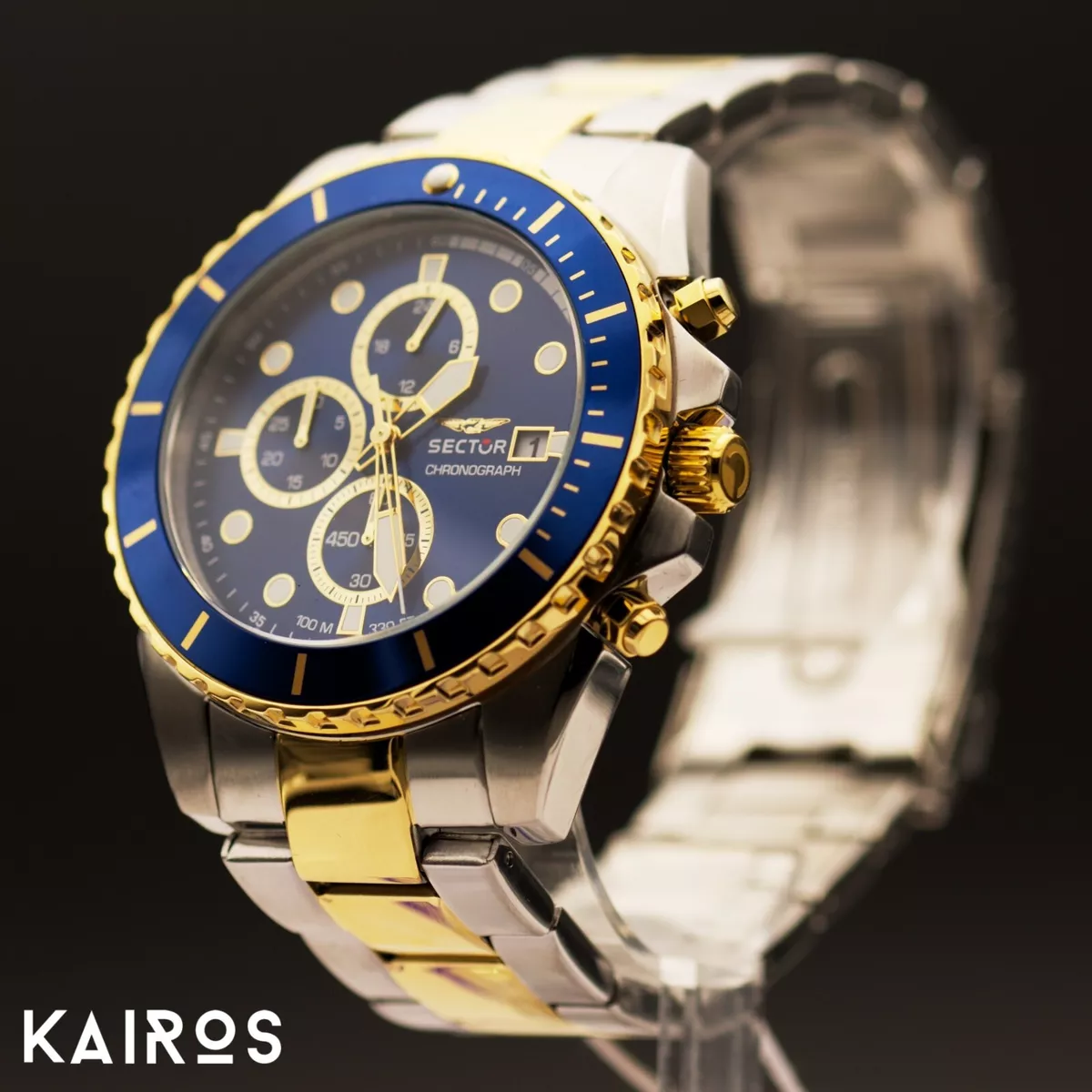 Sector No Limits 450 R3273776001 Chronograph Diver Steel Gold Blue Men s Watch