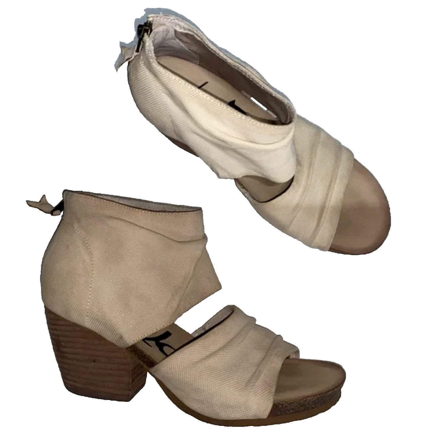 APL Sandali OTBT Patchouli taglia 8 5 M beige pelle traforata tacco zip posteriore