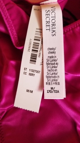 VICTORIA'S SECRET EMDROIDERY CORBATA LATERAL SATINADA DESCARADA PANTY ROSA MEDIO FUCSIA NUEVO CON ETIQUETAS - Imagen 6 de 12