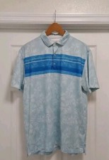 Hickey Freeman Golf Polo Shirt Men's Medium Short Sleeve Buttons Floral Summer